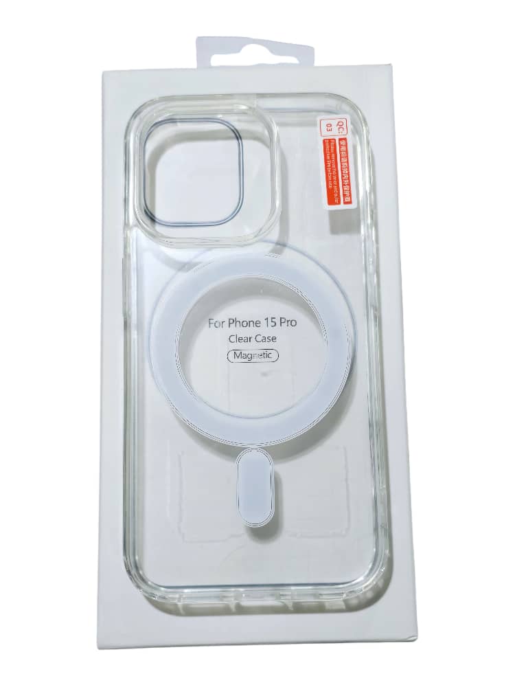 غلاف شفاف ايفون 15 برو يدعم الشحن اللاسلكي