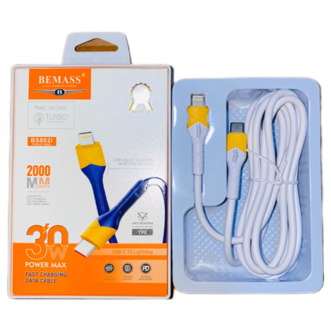 توصيلة ايفون لايتينغ تايب سي 30 وات بيماس - BS802i